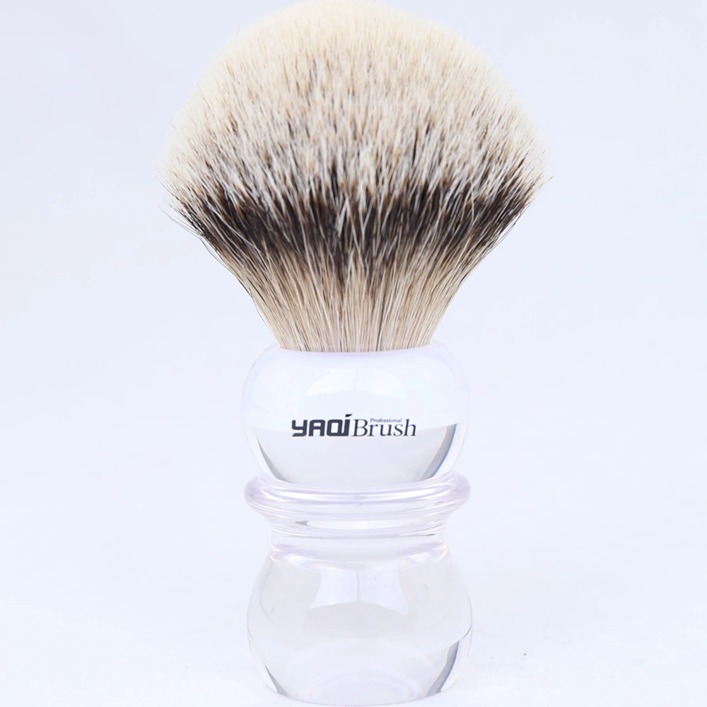 Yaqi Wonderful Clear Resin Handle Shaving Brush with Badger or Synthetic Hair Shaving Knot