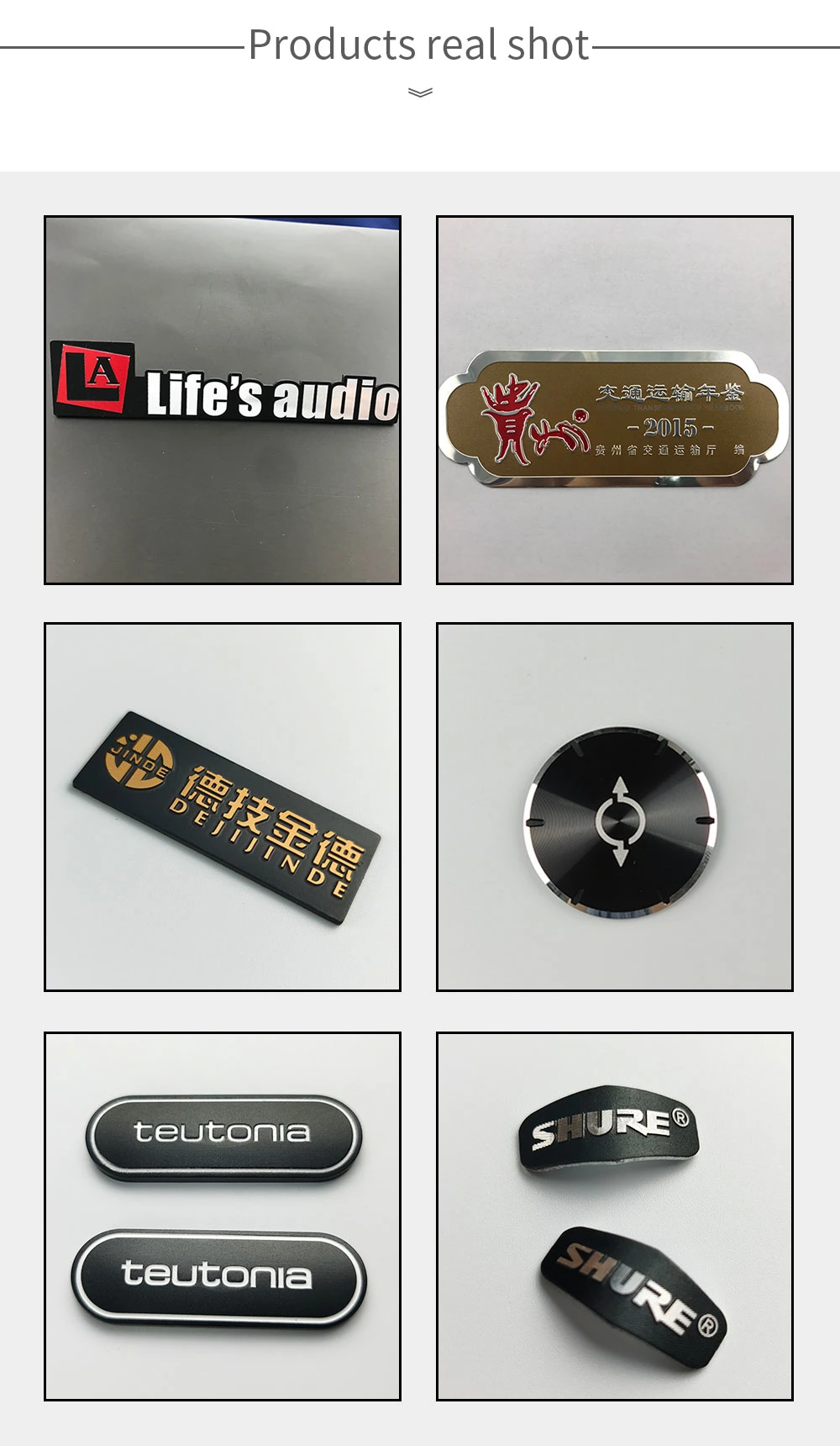 Custom Printing Metal Anodized Aluminium Logo Plate with 3m Adhesive Metal Sticker Aluminium Printing Logo Label