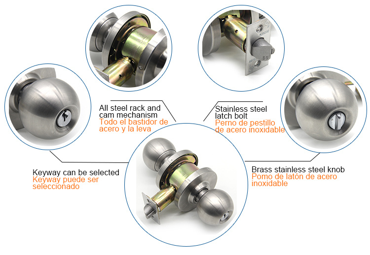 Door Hardware Cylindrical Entry Privacy Passage 587 Round Knob Lock