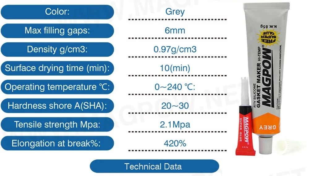 RTV Gray Color resistore per alte temperature, produttore di guarnizioni per motore