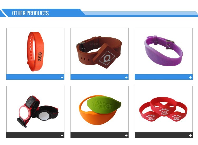 125kHz RFID Wristband Tk4100 Em4100 Blue Red Green Orange Waterproof Silicone Bracelet