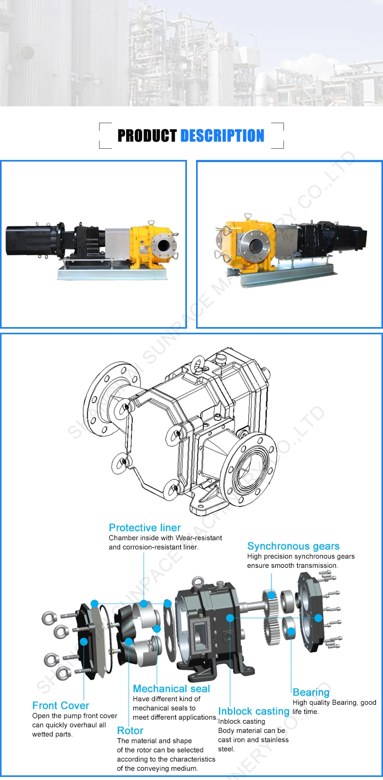 High Viscosity Rotary Lobe Pump for Glass Glue with Good Price
