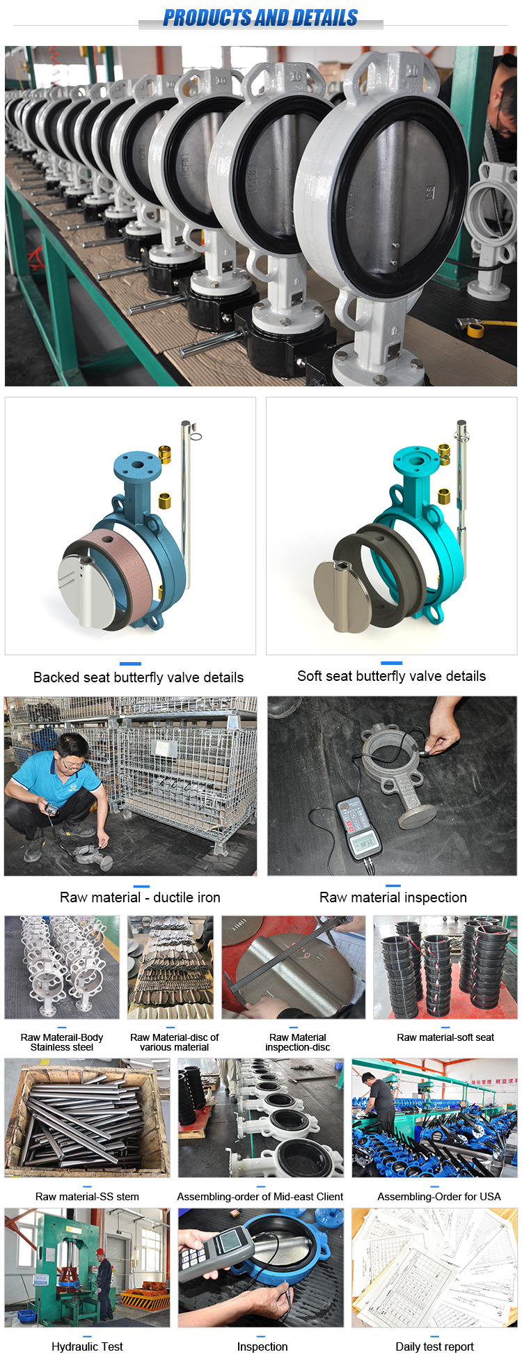 Cast Iron Material Size DN 50 Pneumatic Epoxy Coating Wafer Butterfly Valve