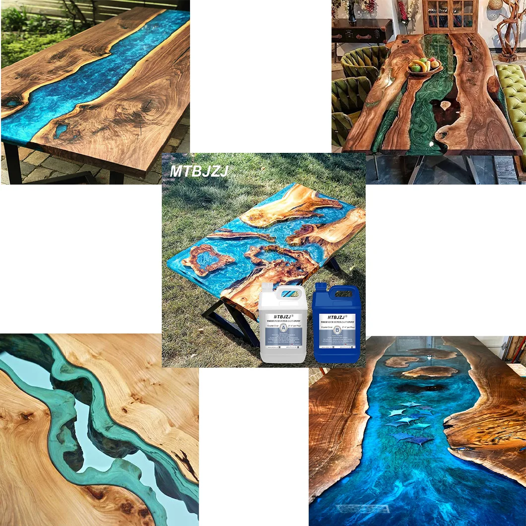 Non Toxic 2: 1 Crystal Clear Teak Epoxy Resin for Casting Wood Table Bar Ab Glue