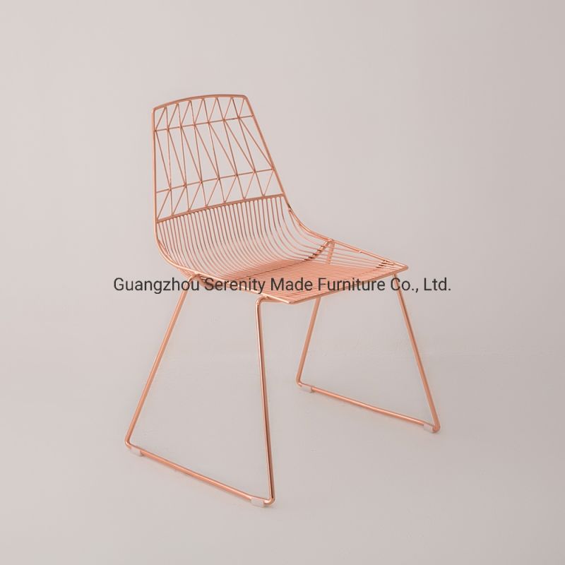 Stackable Rose Gold Arrow Lucy Outdoor Metal Steel Dining Chair