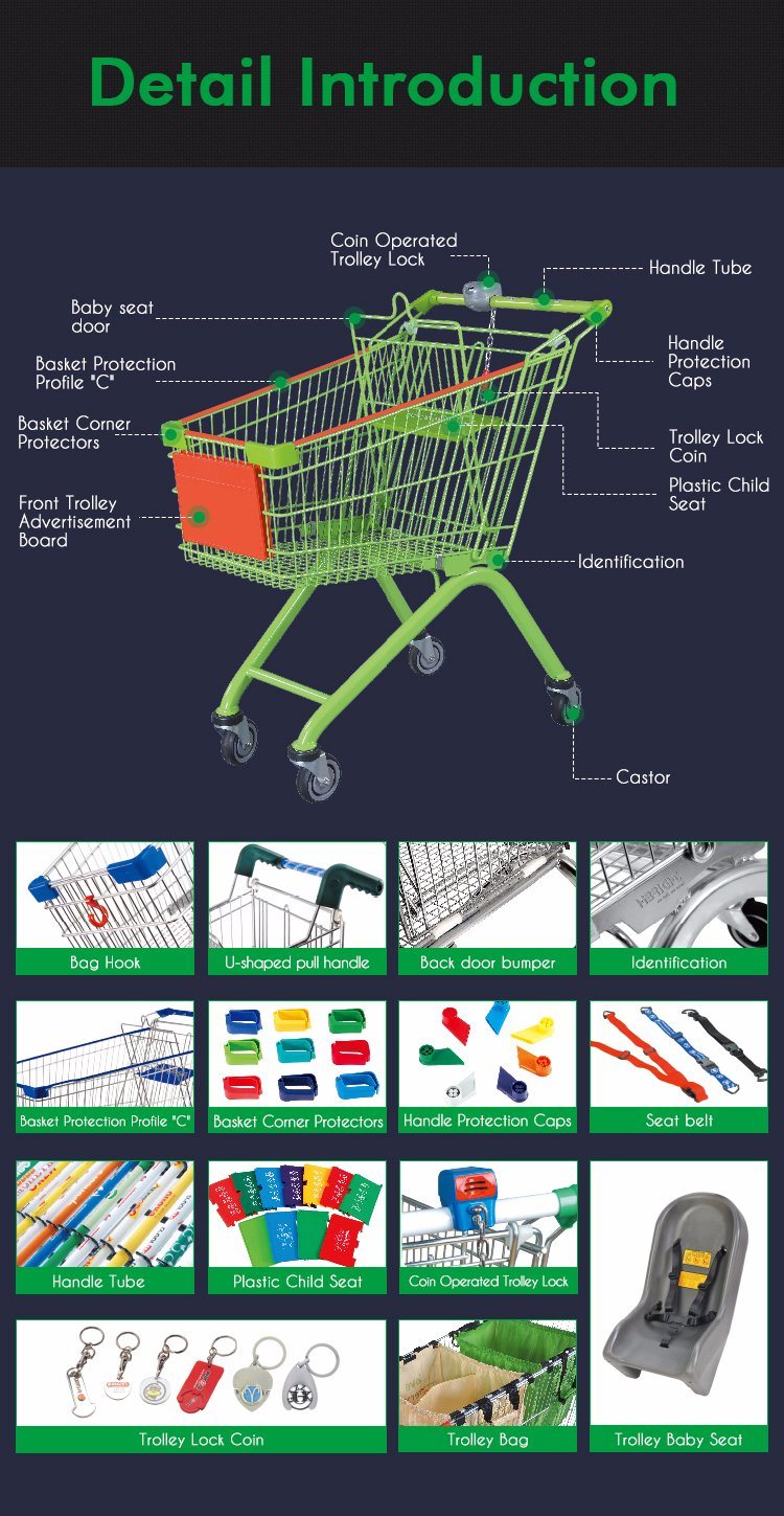 Double Supermarket Basket Trolley Cart