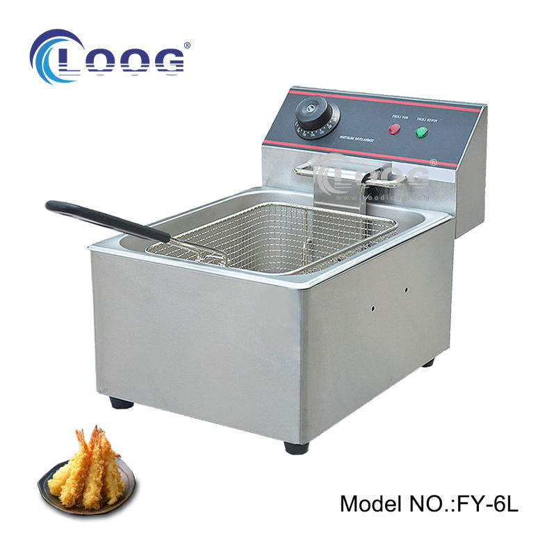 6L Countertop Stainless Steel Cylinder Electric Fryers Commercial Kitchen Mini Deep Fryer