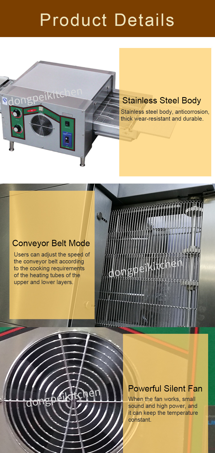 Commercial Stainless Steel Conveyor Oven Electric Pizza Oven