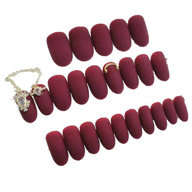 Amazon Hot 24 Pieces Frosted Chain Long Detachable Wearable False Nails