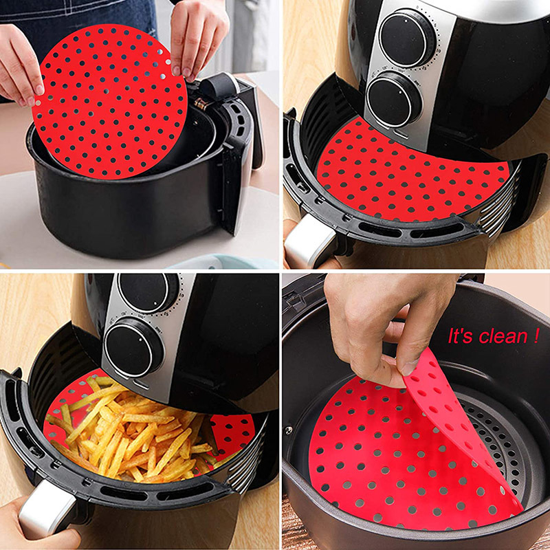 9 Incch Square Shape Food Grade Silicone Made Reusable Air Fryer Liners
