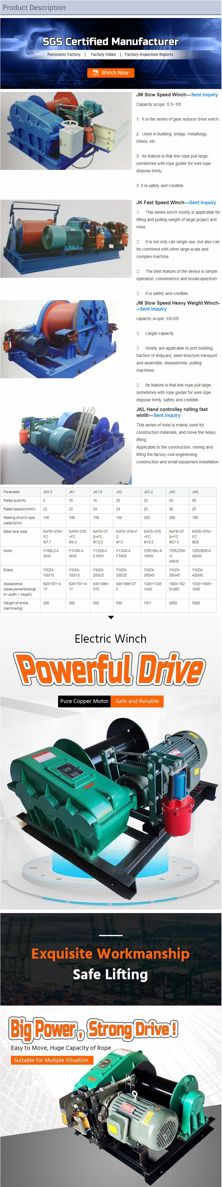 Portable Electric Wire Rope Winch