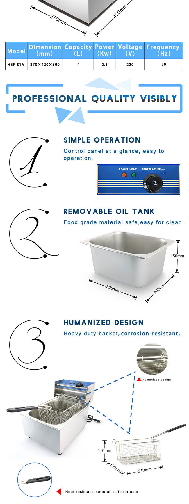 1 Tank 1 Basket Electric Fryer for French Fries and Chicken (Economical type)