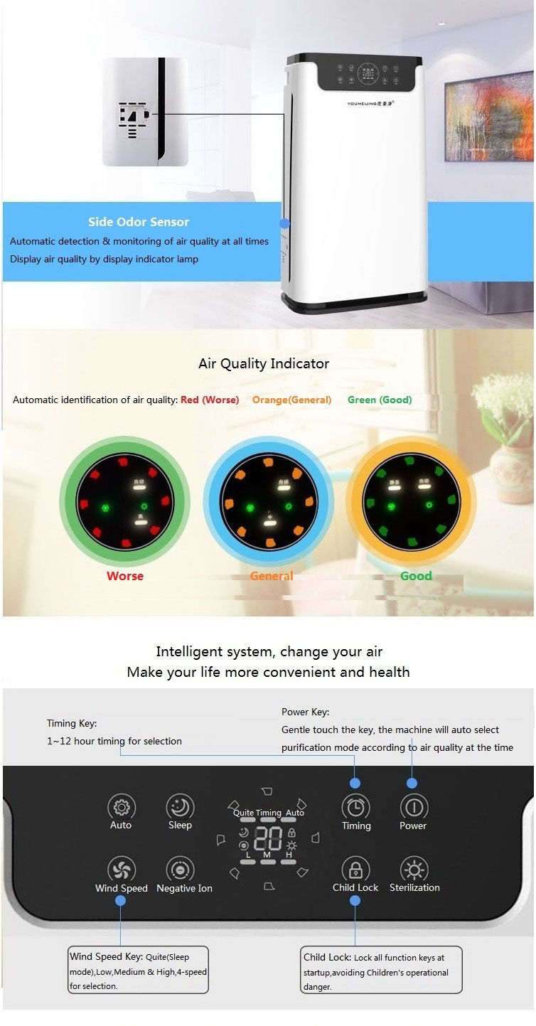 Negative Ion Air Purifier for Family/Air Purifier OEM, Hotel, Office