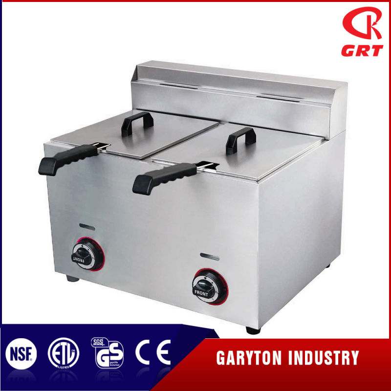 Commercial Kitchen 2 Tanks Stainless Steel Gas Deep Fryer (GRT-G20L)