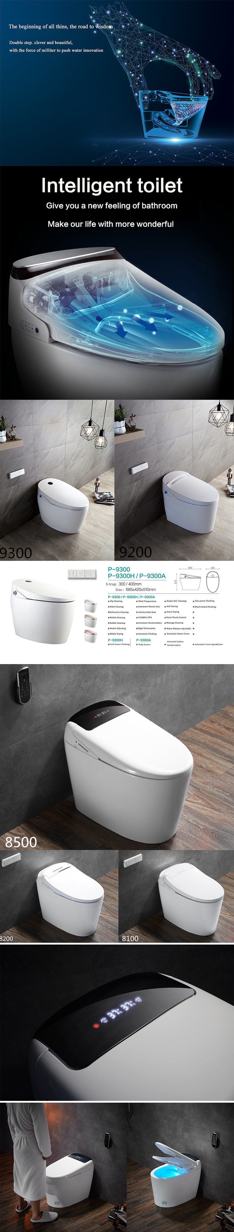 Hot Design Smart Toilet for Home Luxurious Golden Intelligent Toilet