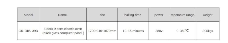 Bakery Equipment 3 Deck 9 Trays Electric Oven for Bakery