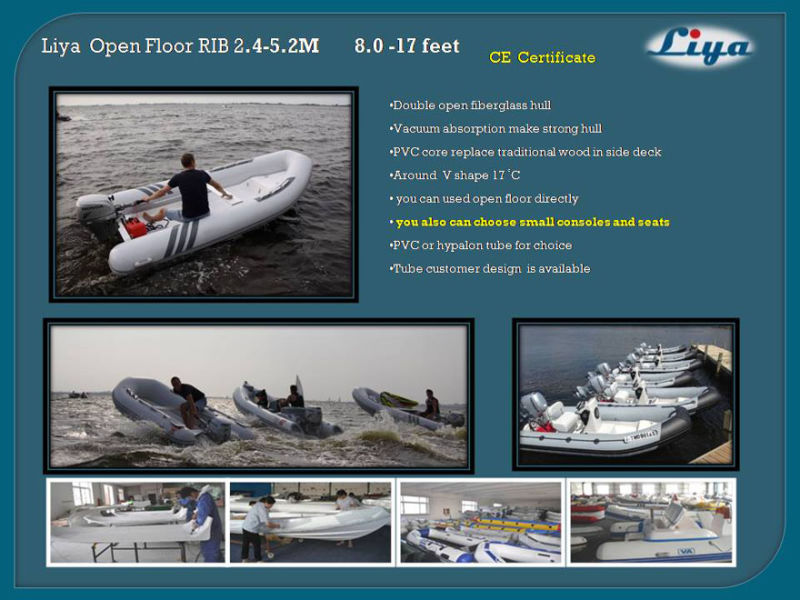 Liya 3.8m Pontoon Boat Luxury Fiberglass Hull Rib Boat Tenders