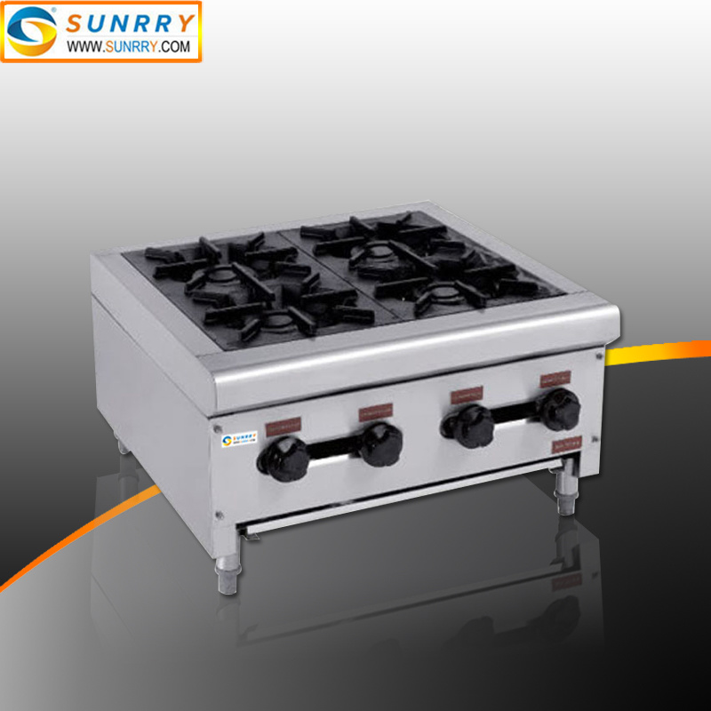 Restaurant Equipment 4 Burner Glass Top Gas Stove Cooker Range