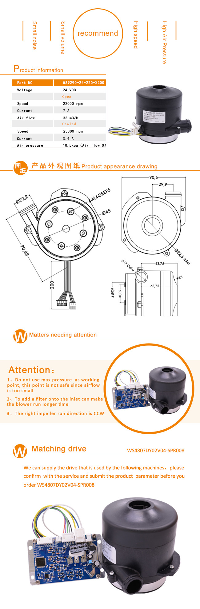 Low Noise Centrifugal DC 24V Air Cooling Fan