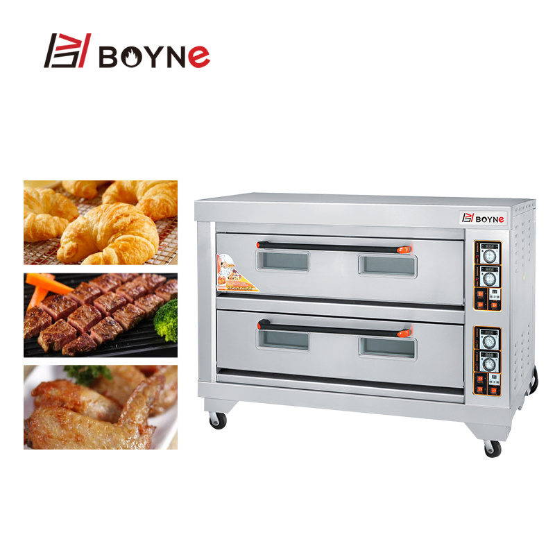 Double Deck Six Trays Electric Pizza Baking Oven with Temperature Controlled