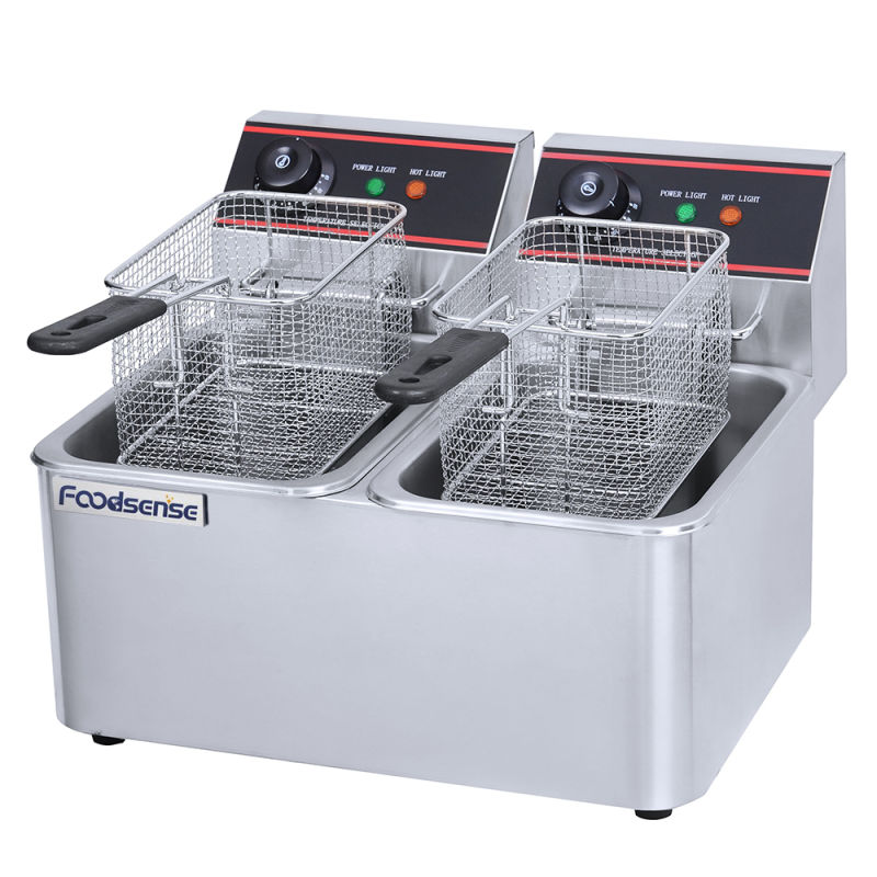 Industrial Commercial Electric Fryer CE Proved Double Tank 4L+4L Fryer