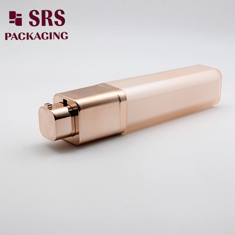 Rose Gold 50ml Square Airless Rotary Empty Bottle for Skincare
