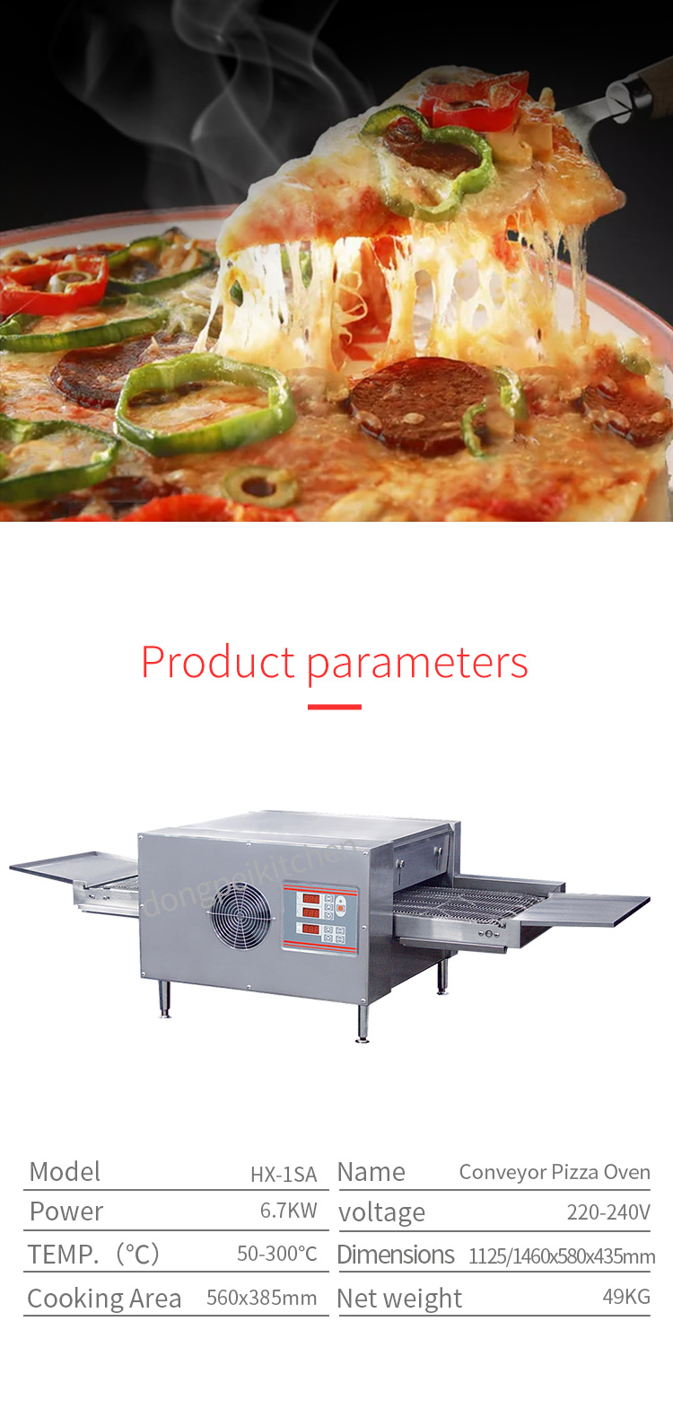 Commercial Tunnel Pizza Oven, Conveyor Oven/Chain Belt Pizza Oven