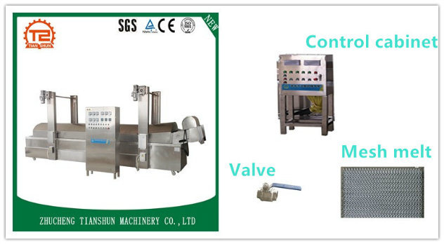 Automatic Continuous Frying Machinery Potato Chips / Fries Fryer Machine