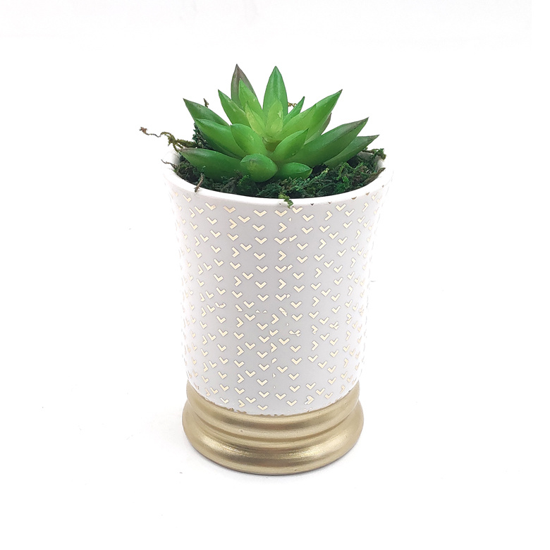 2020 New Elegant White Glazed High Quality Cylinder Ceramic Flower Pot