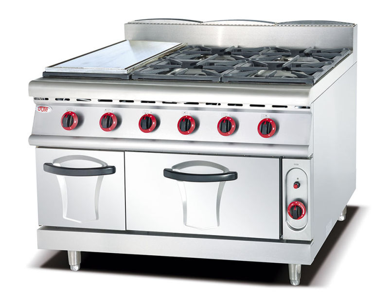 Commercial Gas Cooker 4 Burner Gas & Griddle &Gas Oven