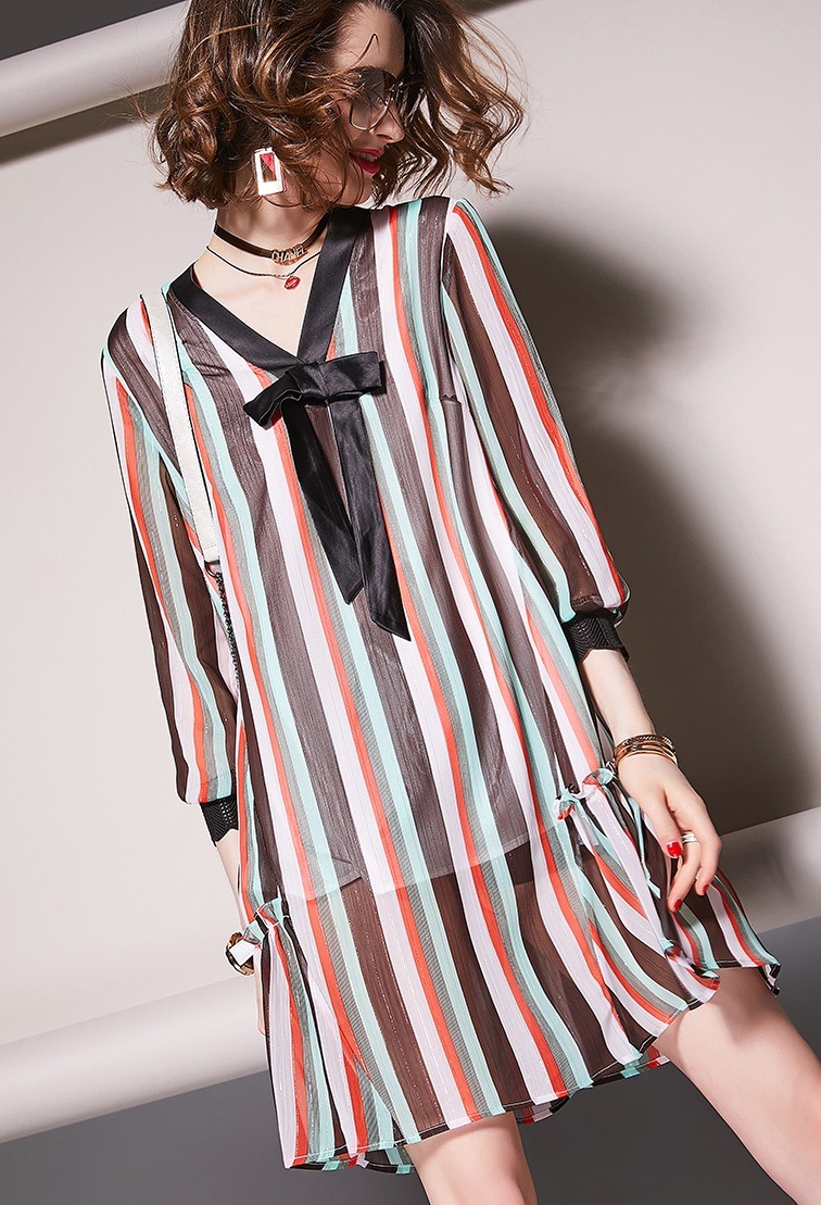 Wholesale Hot Sale Stripe Dress Women Large Size Clothing Ladies