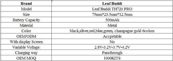 Leaf Buddi Hot Selling Vape Kit Th720 PRO