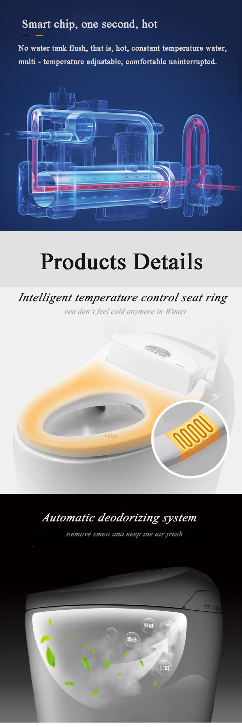 Hot Design Smart Toilet for Home Luxurious Golden Intelligent Toilet