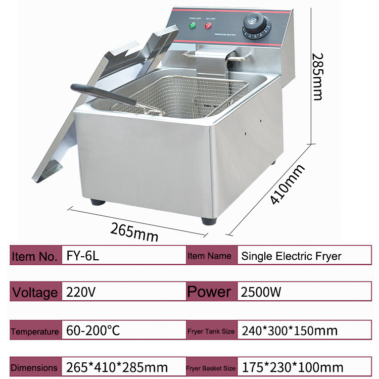 Commercial Catering Equipment Electric Deep Frying Machine French Fried Fryer Maker Stainless Steel Deep Fryer