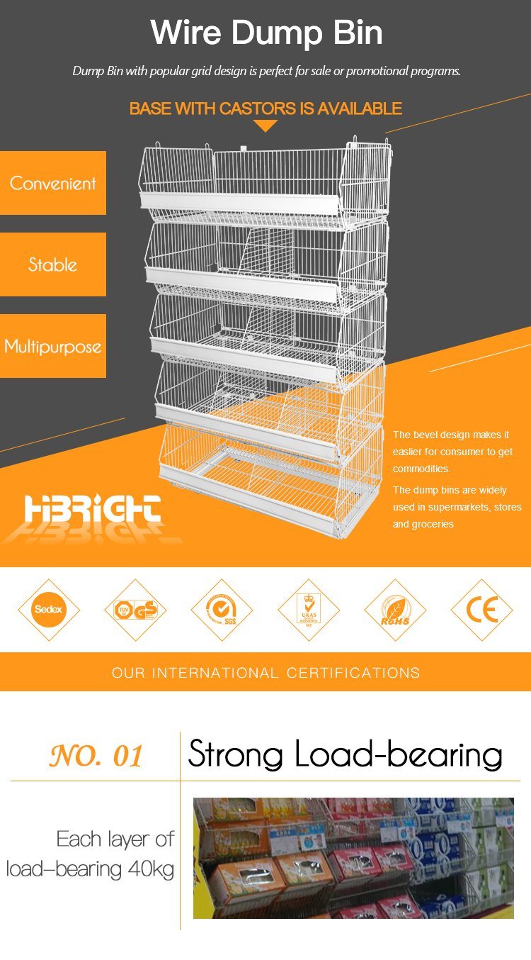 Stacking Metal Wire Basket Rack Stackable Basket Promotion Display Stand