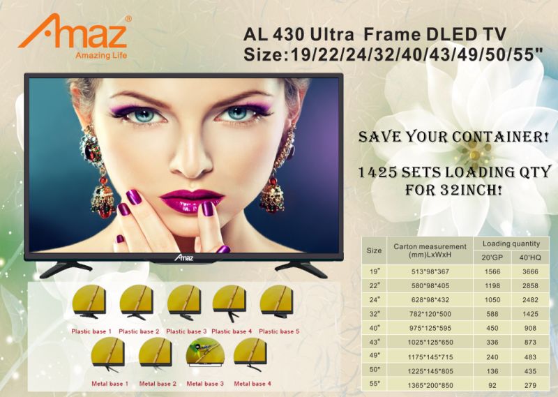 Amaz Hot Selling Ultra Frame 43 Inch Android LED TV