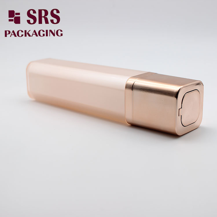 Rose Gold 50ml Square Airless Rotary Empty Bottle for Skincare