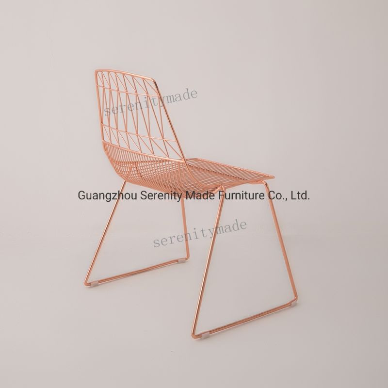 Stackable Rose Gold Arrow Lucy Outdoor Metal Steel Dining Chair