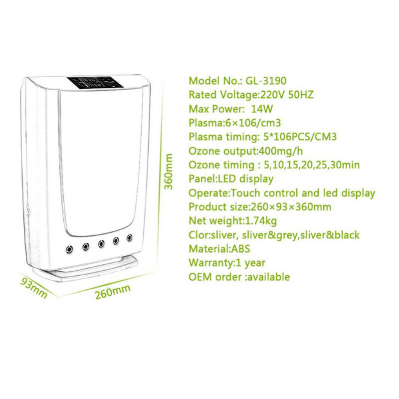 400mg Mini Household Air Purifying Cleaner Ozone Generator