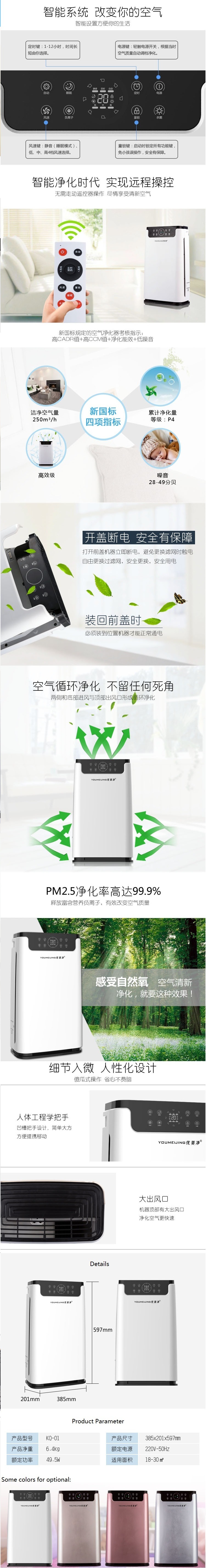 Professional Household Netative Ion Air Purifier HEPA Filter