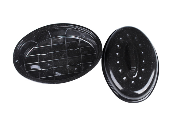 Deep Stretched Oven Pan and Oven Grill Pan with Enamel Plated