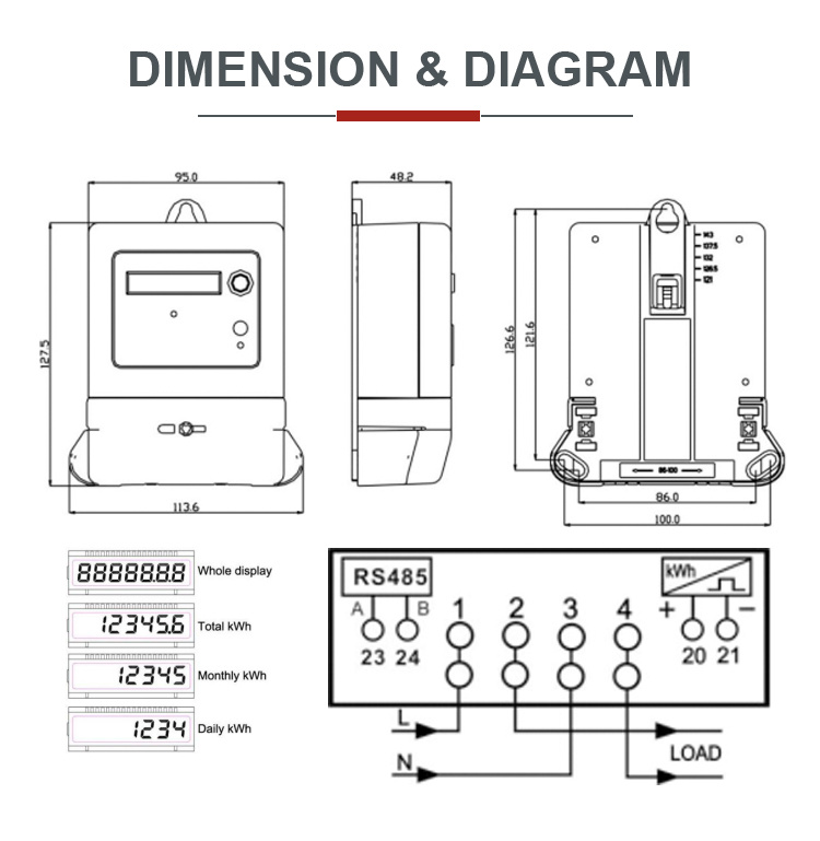 Sts Compliant RS485 60A 50Hz Modbus Meter for Tender