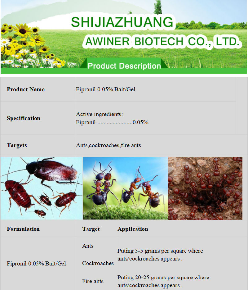 Cockroach Ants Control Fipronil 0.05%Gel Bait