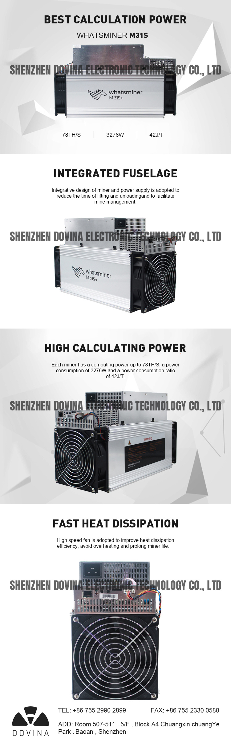 in Stock Whatsminer M31s+ 80t Sha256 Algorithm Bitcoin Miner Whatsminer M31s