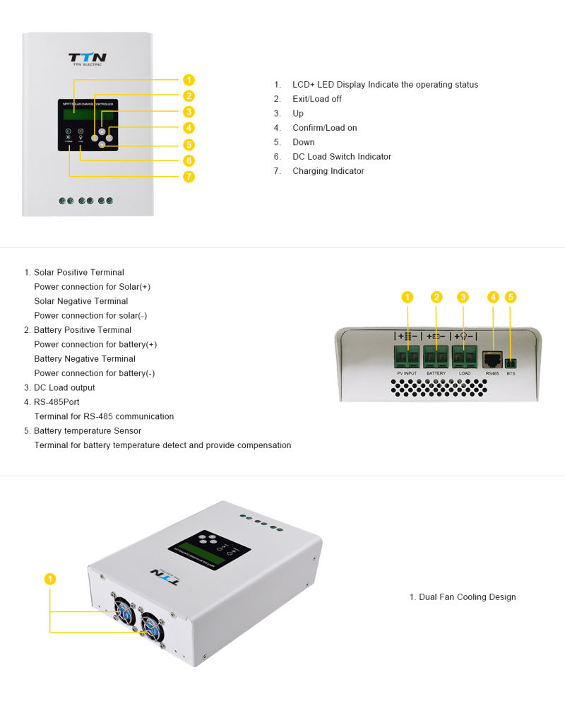60A MPPT Solar Charge Controller 12V/24V/48V MPPT Controller MPPT Solar Charge Controller