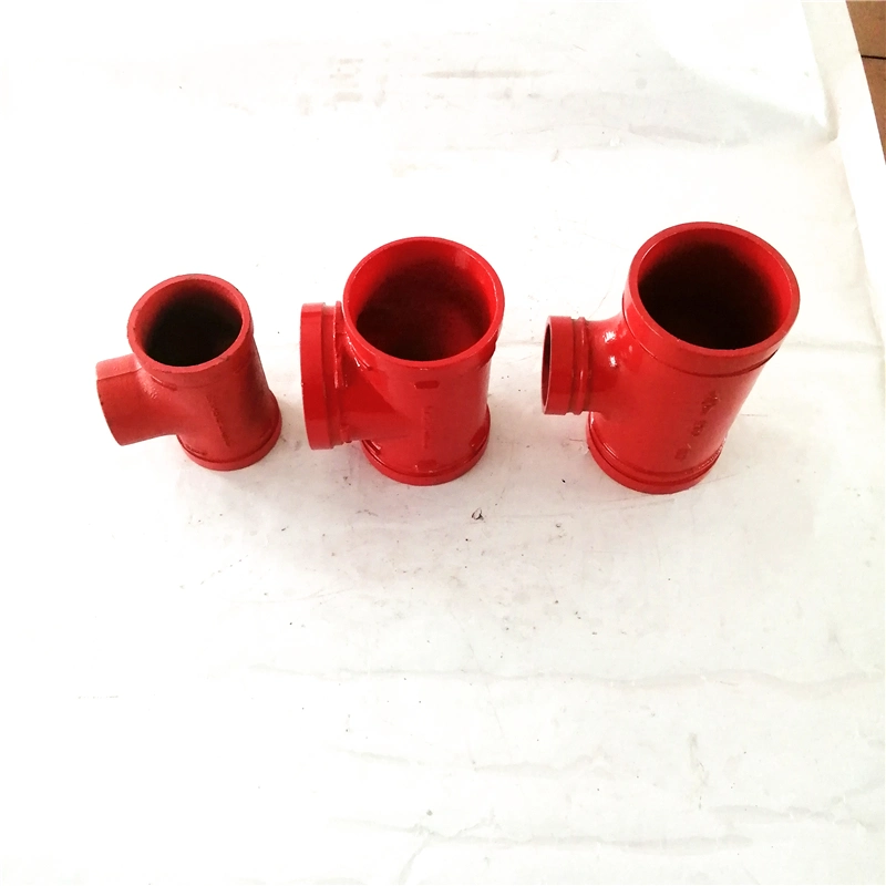 UL FM ISO Standard Ductile Iron Casting Grooved Pipe Fittings Grooved Tee Pipe Connector