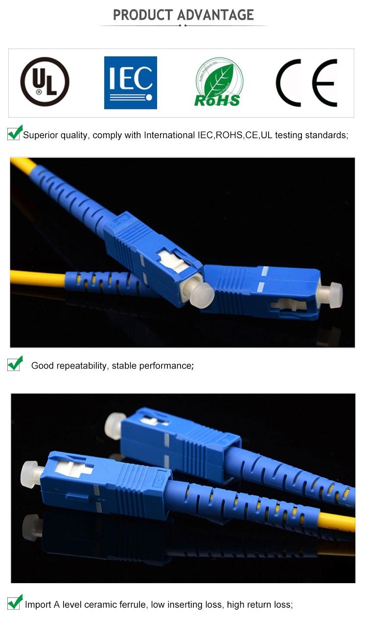 Hanxin 19 Years Fiber Optic Cable Equipment Manufacturer Sc Sc LC LC AMP RJ45 Patch Cord