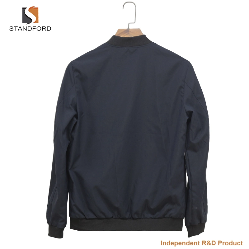 Clothing Manufacturer Custom Ribbed Collar Men Plain Polyester Bomber Jacket