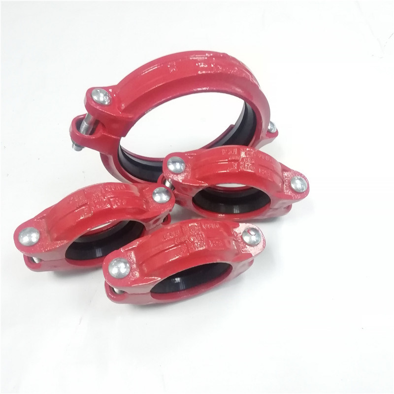 High Quality Ductile Cast Iron Grooved Fire Fighting Pipe Fitting Red Rigid Coupling Flexible Coupling