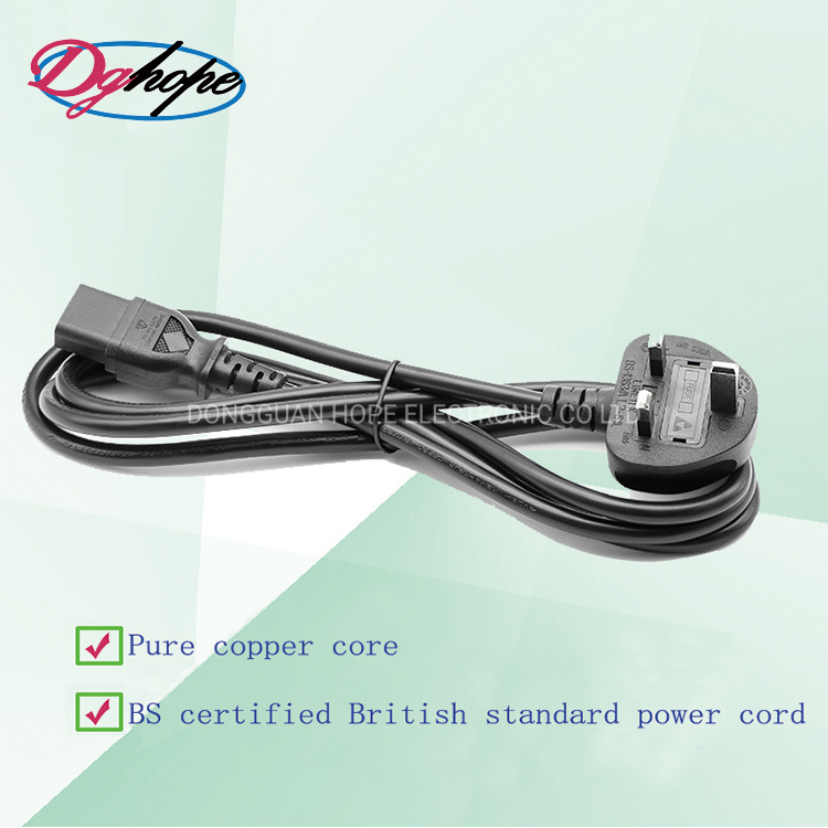 Hope Factory Price BS Standard 13A 250V IEC C13 Plug EU Power Cord for MacBook